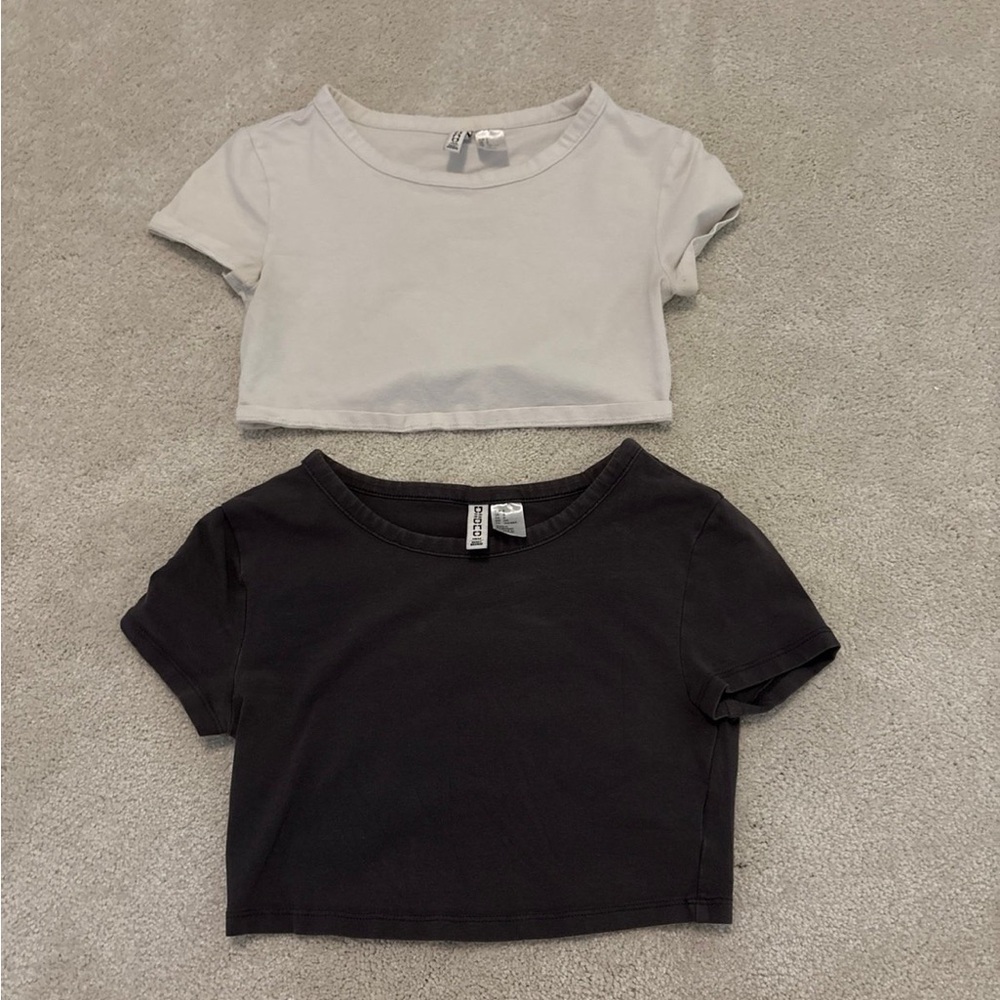 White and Gray Crop Tops